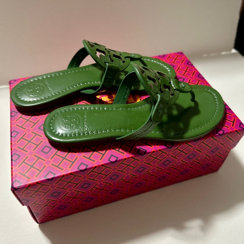 Tory Burch Metallic Leather Slide Sandals